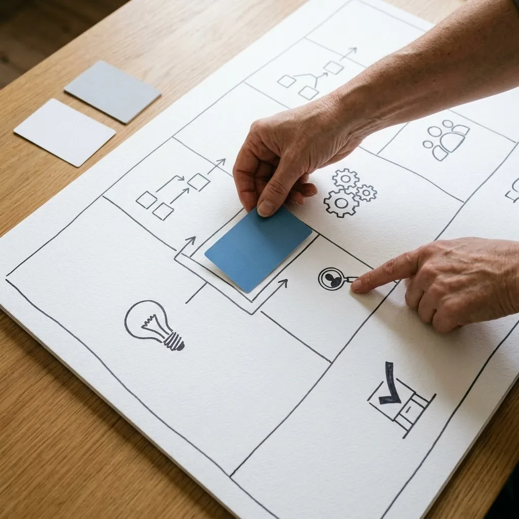 Strategy canvas being used to select a workflow and identify a review checkpoint