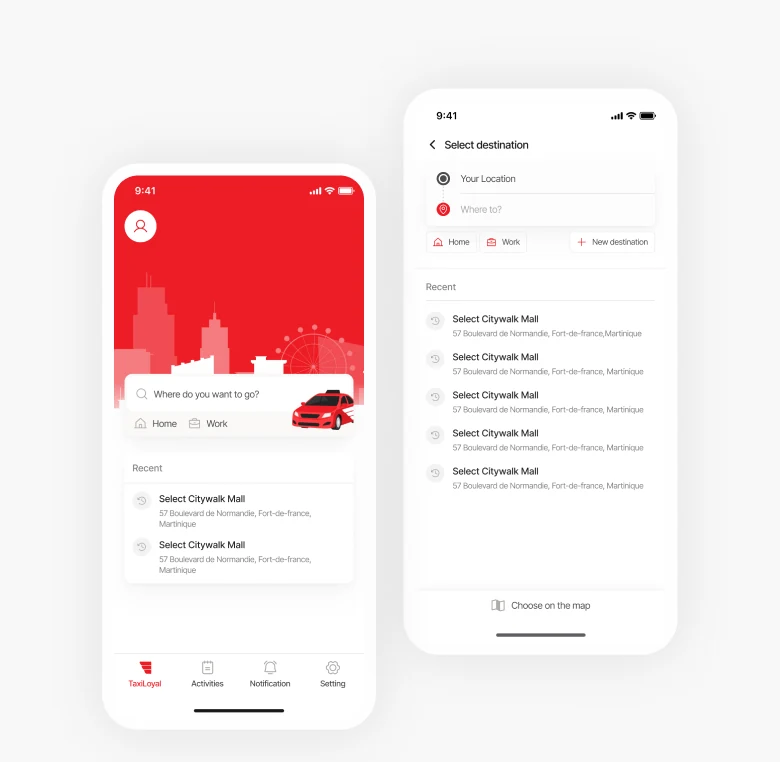 Loyal passenger app screens